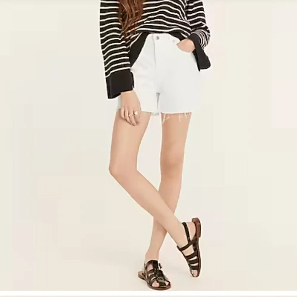 J. Crew White High-rise denim cut off shorts size 31 NWT